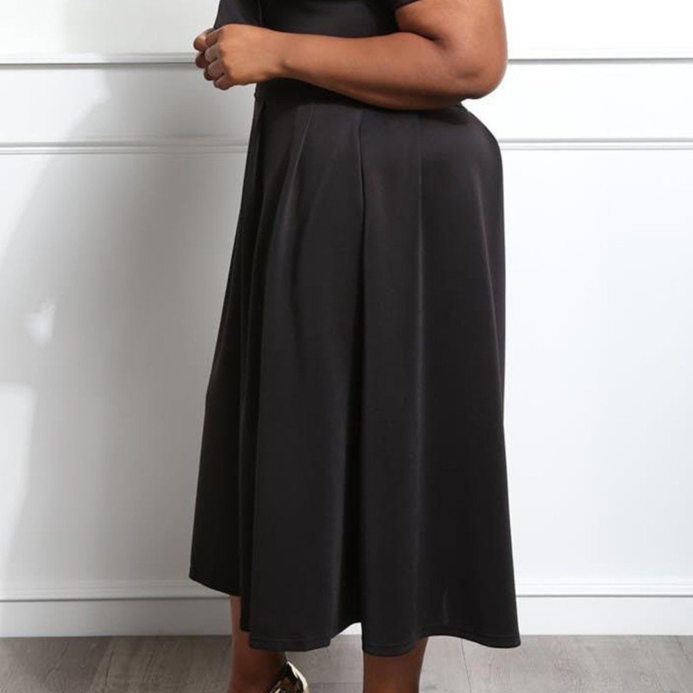 Tie Neck Fit and Flare Midi Dress - Picture 3 of 7